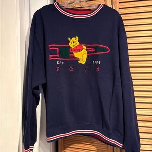 Disney Store Winne the Pooh Navy Blue Sweatershirt Medium Vintage